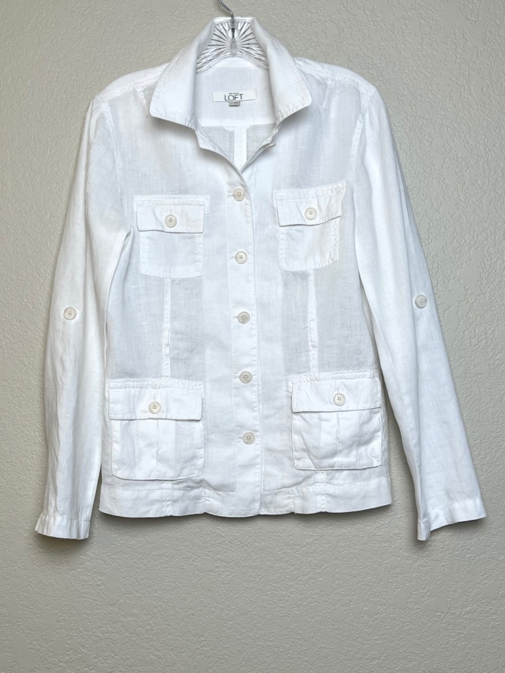 *FIRM PRICE* Ann Taylor Loft Linen Safari Style Button Front Top Shacket